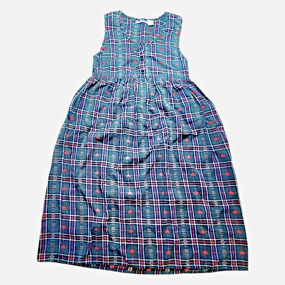 Vintage Bryn Connelly Petite Plaid Jumper Sleeveless Midi Dress Size 6 Pockets